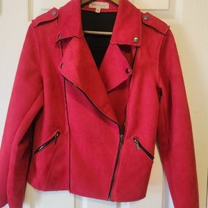 Republic red faux leather soft suede biker jacket Med